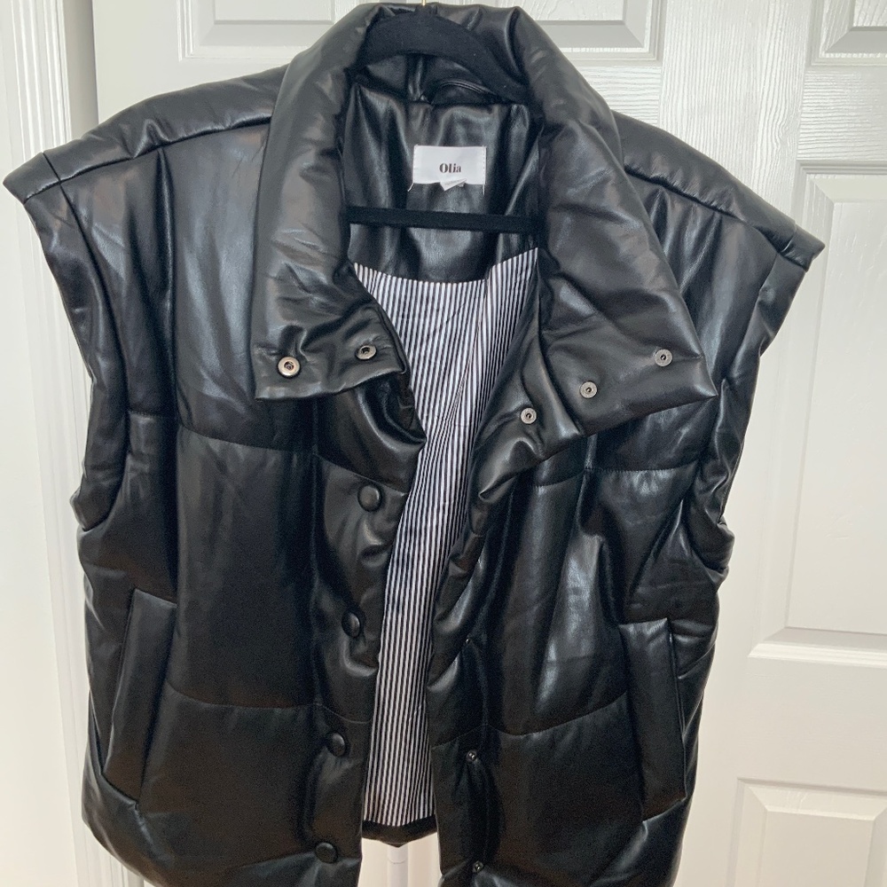 Faux Leather Oversized Puffer Vest